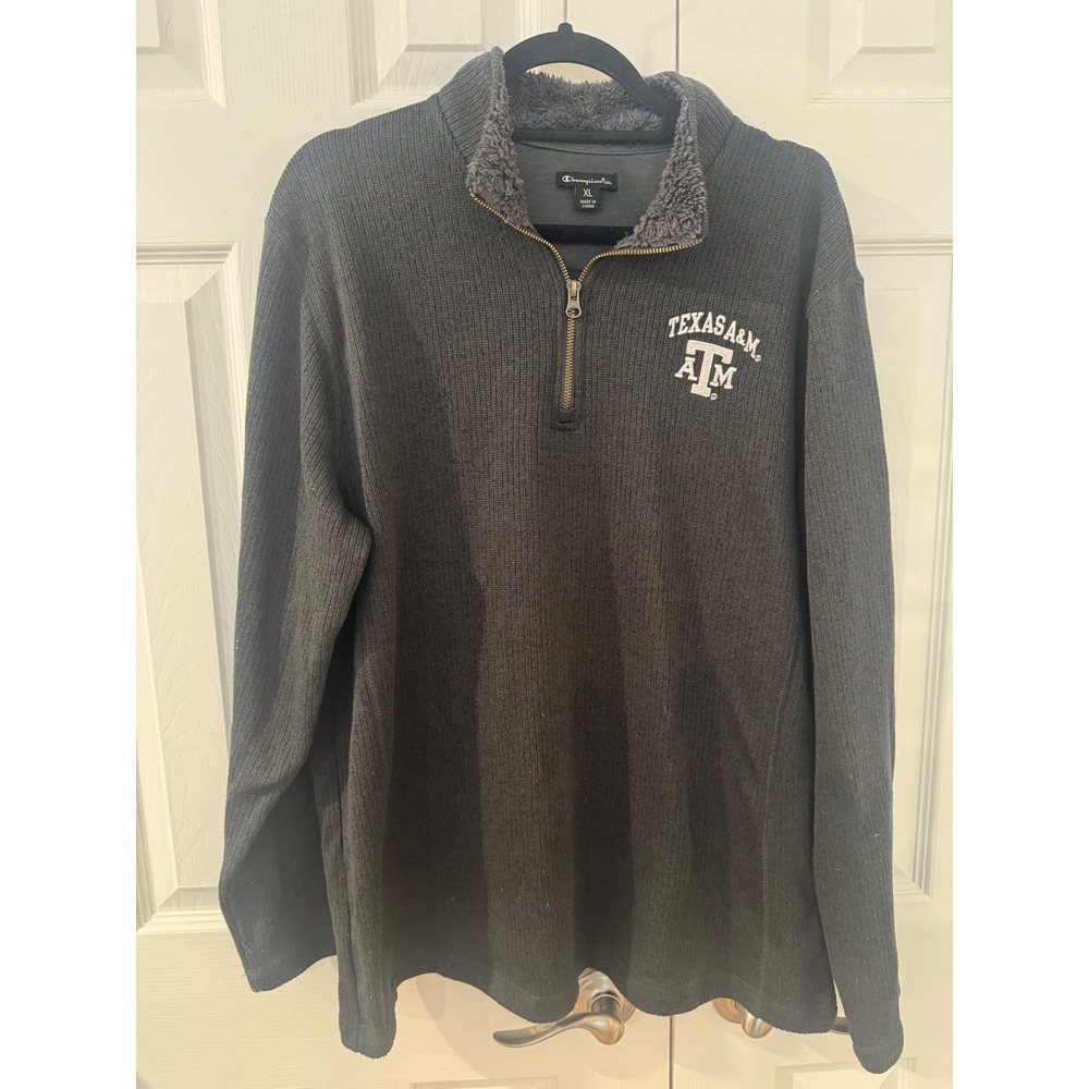 Champion Elite Texas A&M FootballAggies Quarter Zip Sweater GrayXL Soft Sherpa.